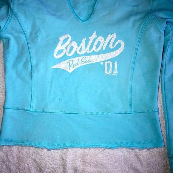 EUC Girls Small Boston Red Sox Hooded Crop Top Hoodie - Picture 3 of 8